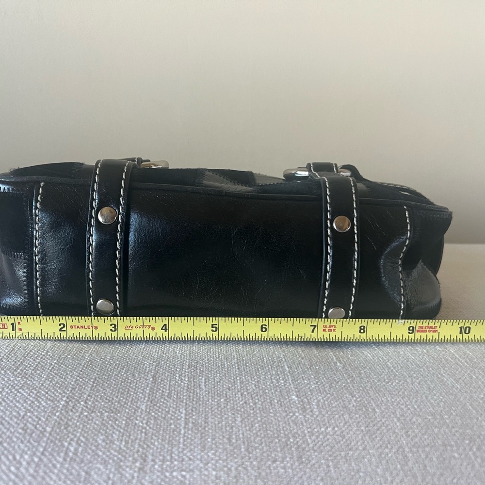 Vintage Isabella Fiore Checkerboard Patchwork Satchel - Leather & Suede Y2K - Picture 12 of 15